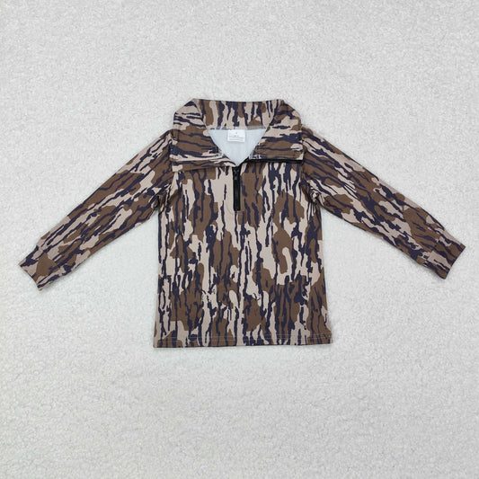 BT0957   Camo Print Boys Hunting Zipper Pullover Tee Shirts Top