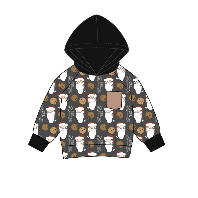 (Pre-order)BT0966 Santa HOHOHO Cookie Print Boys Christmas Hoodie Top