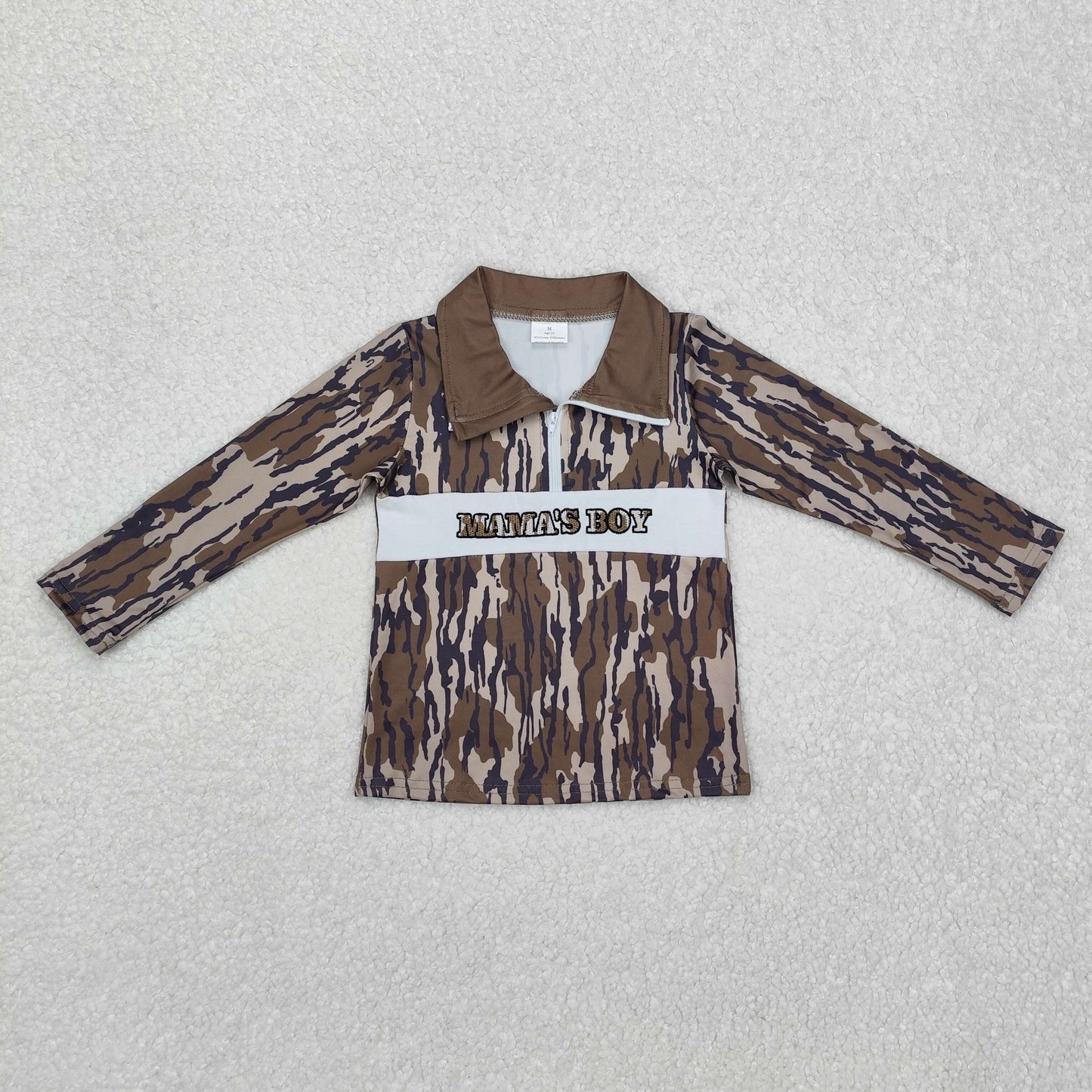 7 Colors Camo Embroidery Boys Pullover Zipper Top Brothers Wear