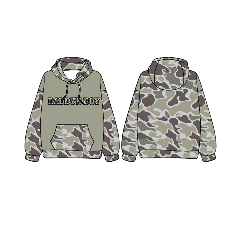 (Pre-order)BT0985 DADDY'S Boy Camo Print Boys Fall Hoodie Top
