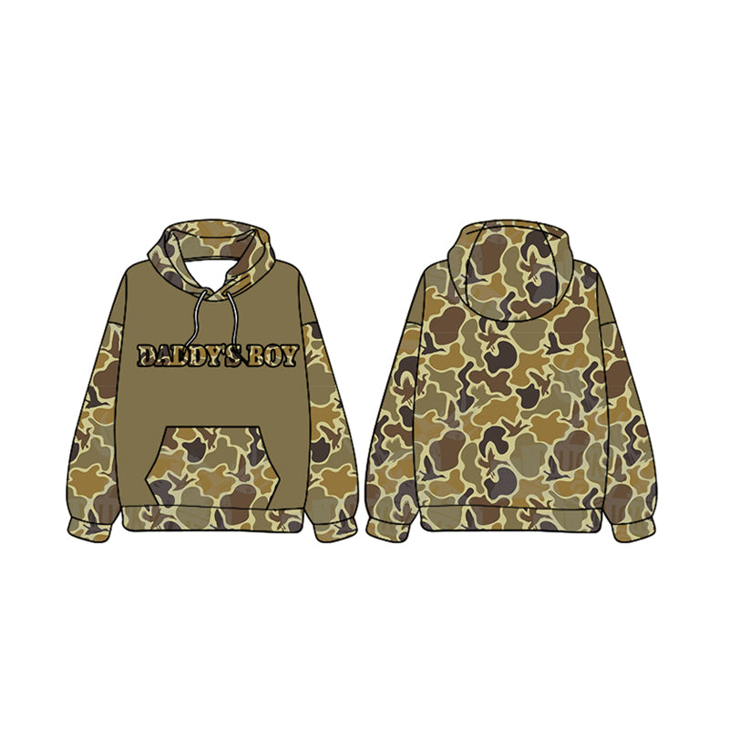(Pre-order)BT0991 DADDY'S Boy Camo Print Boys Fall Hoodie Top