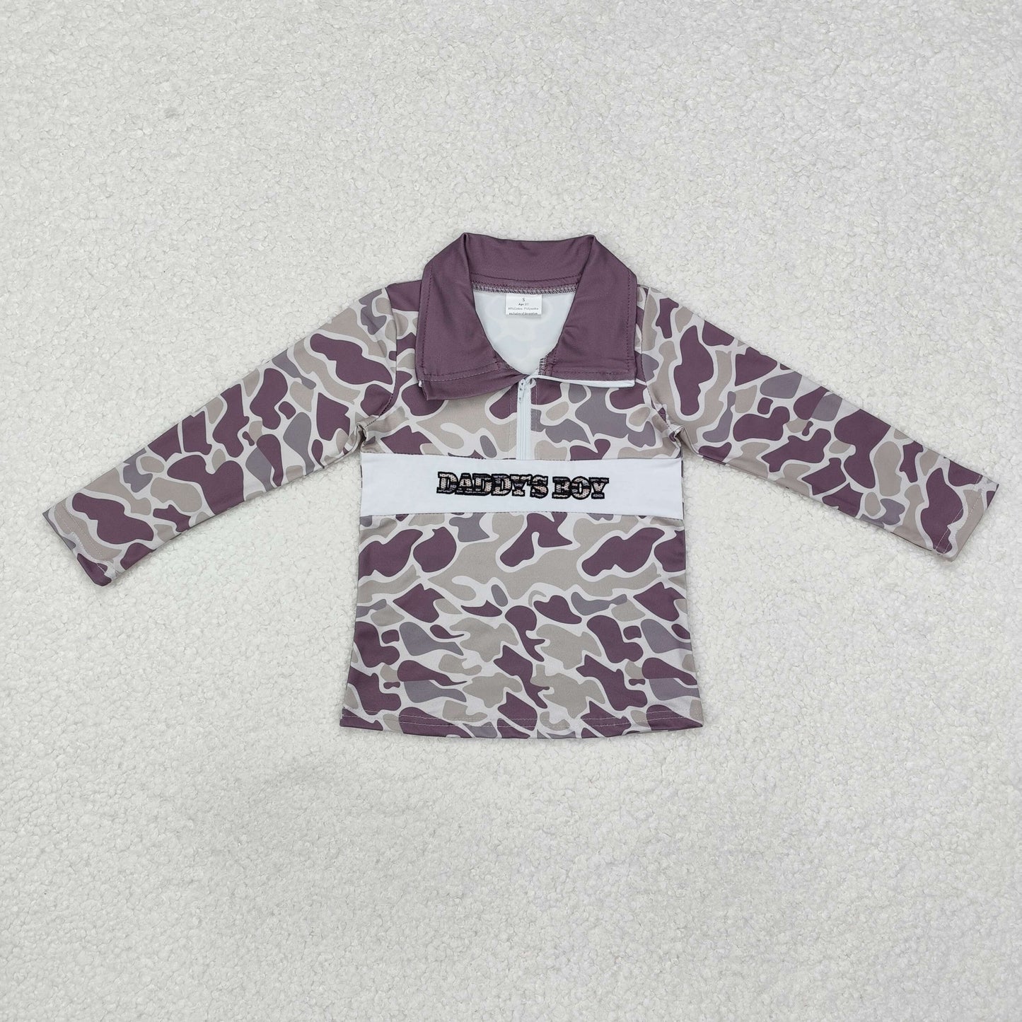 7 Colors Camo Embroidery Boys Pullover Zipper Top Brothers Wear