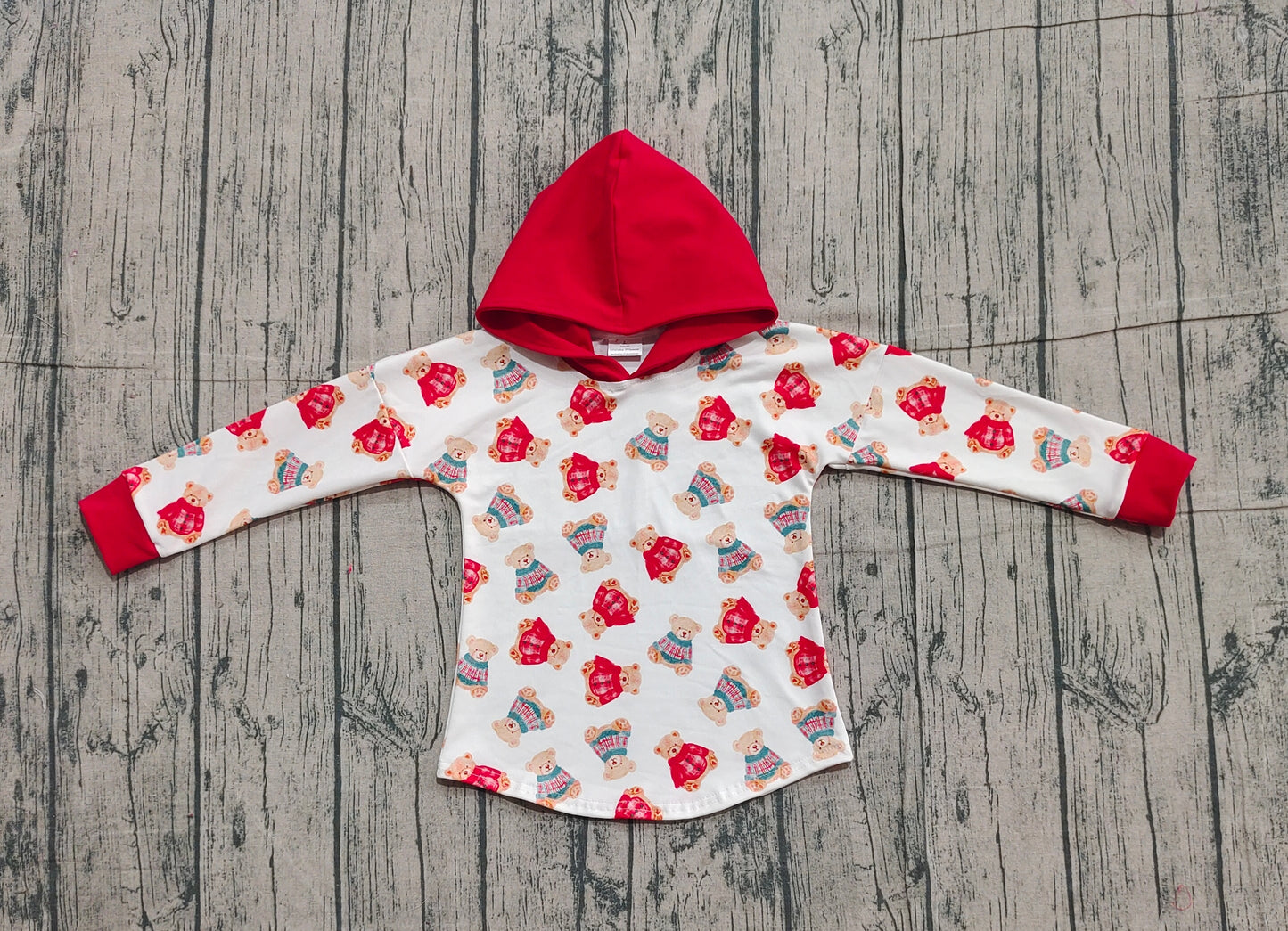 (Pre-order)BT1056 Bear Print Boys Christmas Hoodie Top