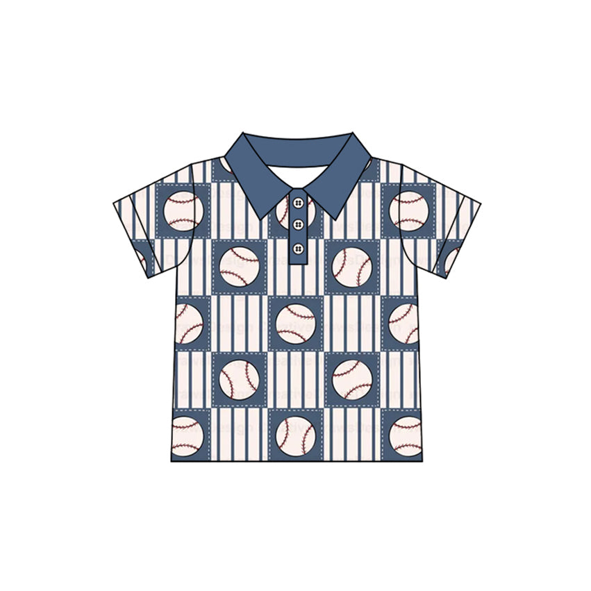 (Pre-order)BT1104 Baseball Print Boys Summer Polo Top