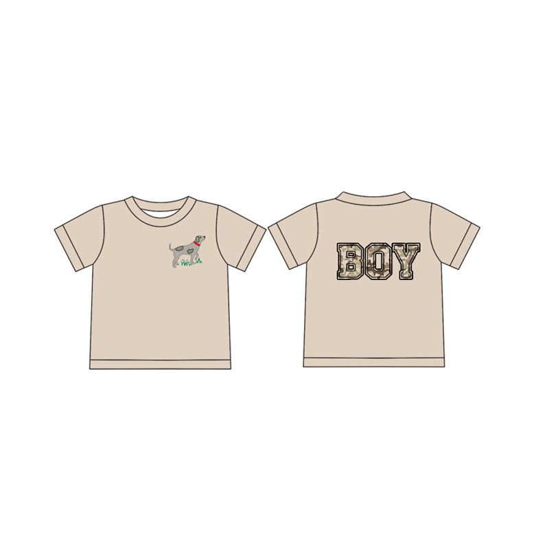 (Pre-order)BT1139 Dog Camo Boy Print Boys Short Sleeve Tee Shirts Top