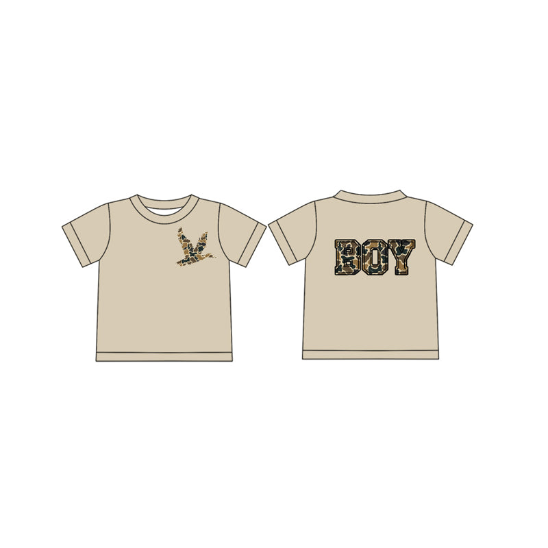 (Pre-order)BT1140 Duck Brown Camo Boy Print Boys Short Sleeve Tee Shirts Top