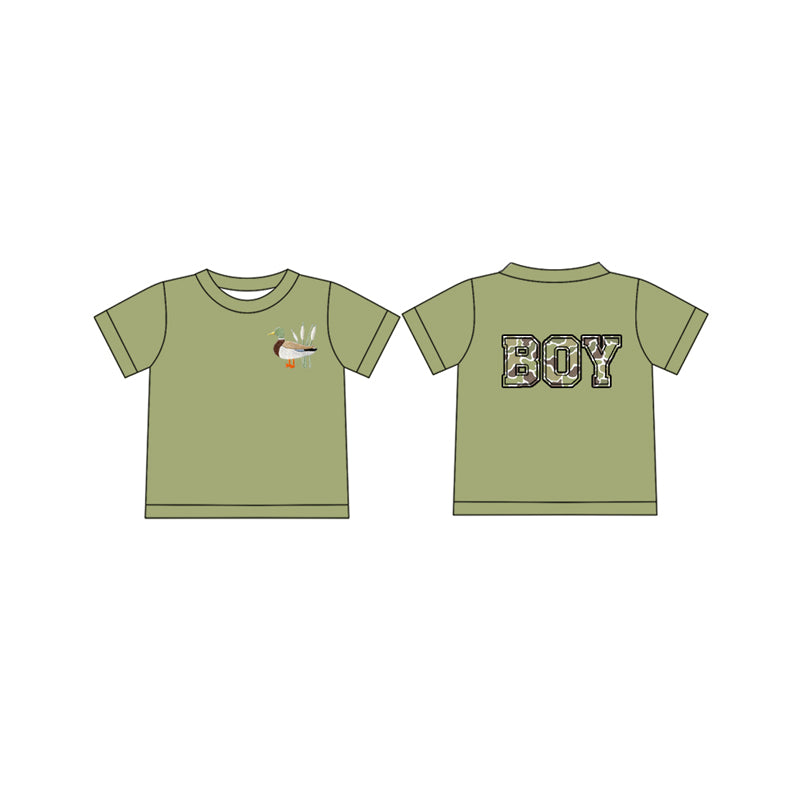 (Pre-order)BT1142 Duck Green Camo Boy Print Boys Short Sleeve Tee Shirts Top