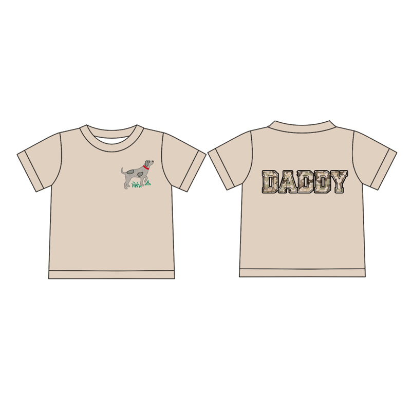 (Pre-order)BT1144 Adult Dog Camo DADDY Print Man Short Sleeve Tee Shirts Top