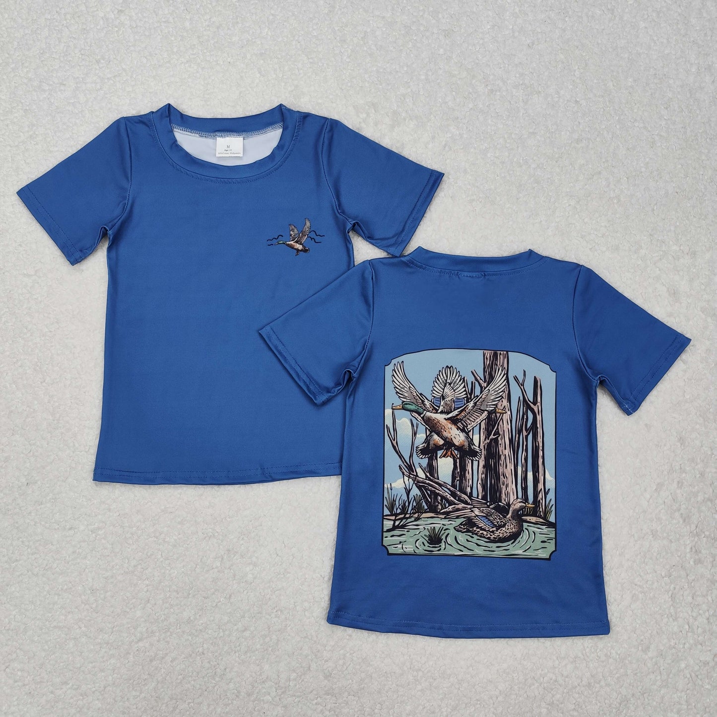 BT1150 Duck Blue Print Boys Summer Short Sleeve Tee Shirts Top