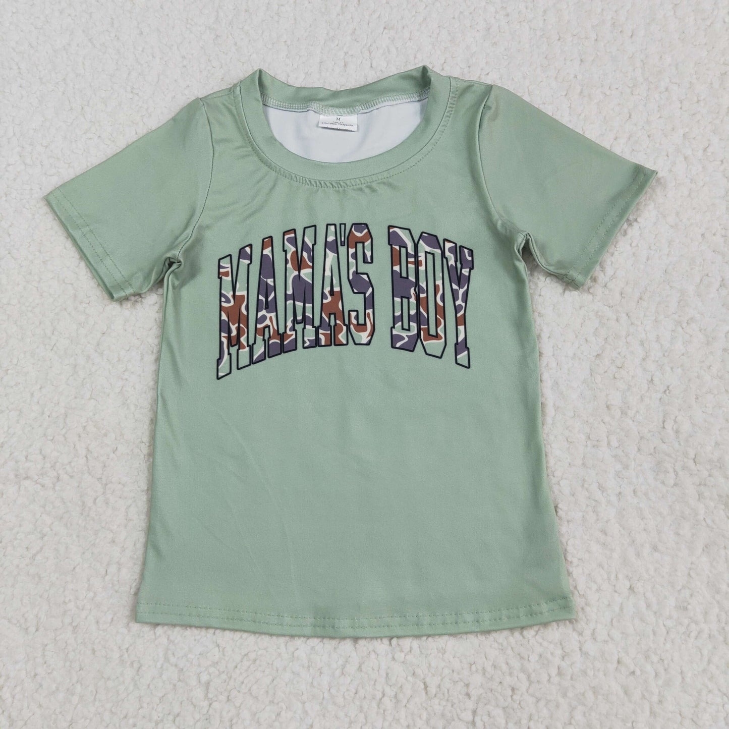 4 Colors MAMA'S BOY Camo Print Boys Summer Tee Shirts Top Brothers Wear