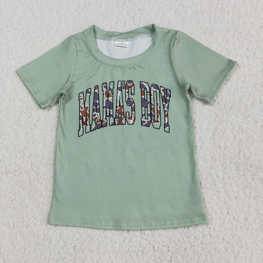 BT1184 MAMA'S BOY Camo Green Print Boys Summer Tee Shirts Top