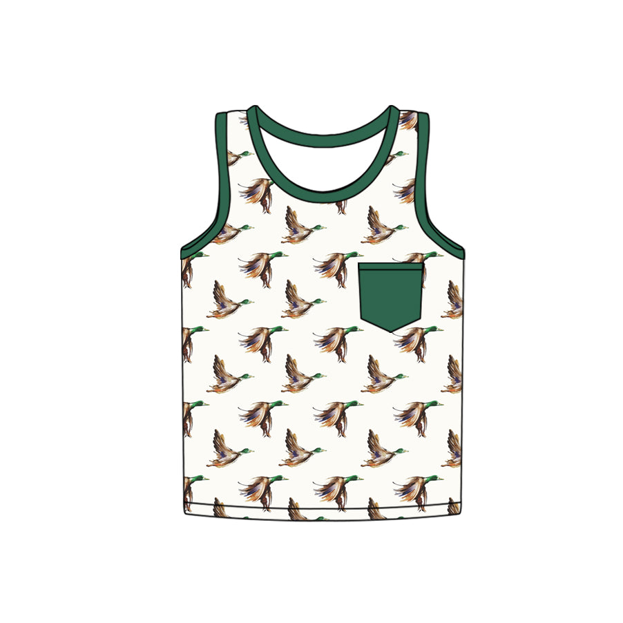 (Pre-order)BT1193 Duck Print Boys Summer Pocket Vest Top