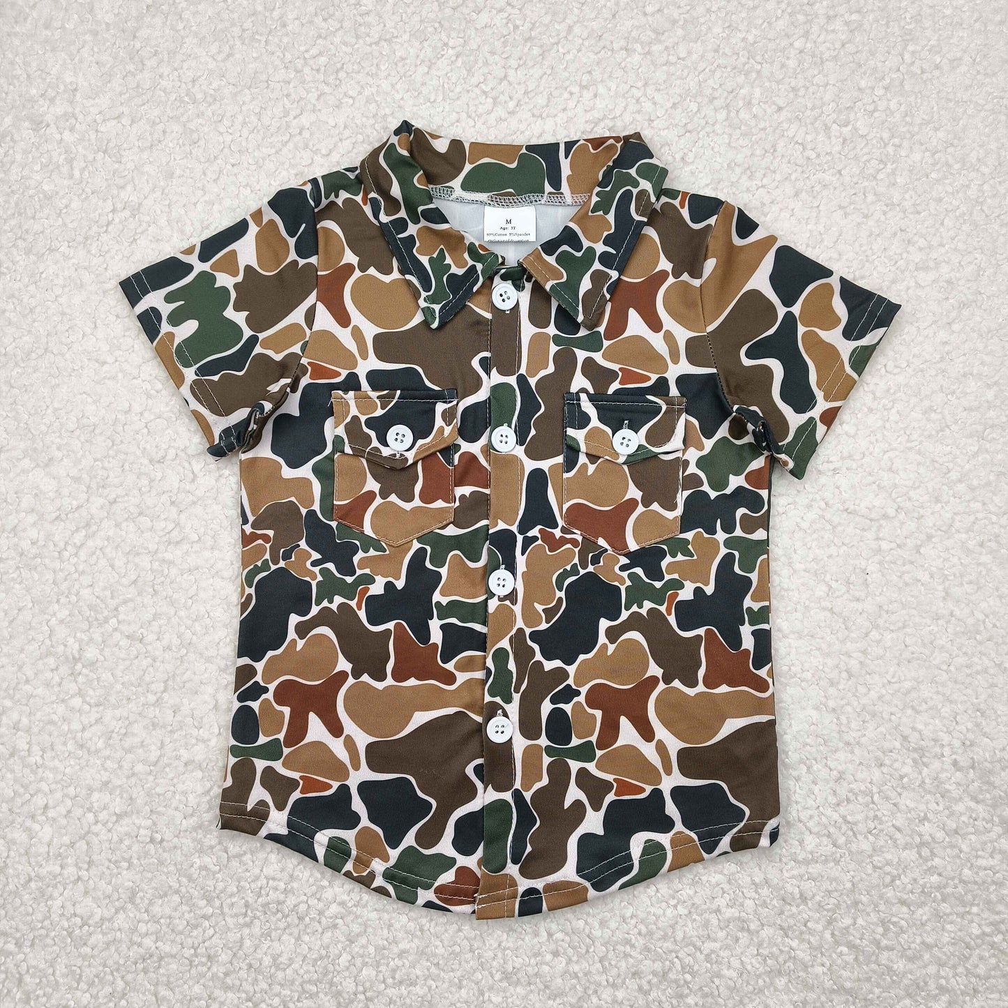 3 Colors Camo Print Pockets Boys Summer Tee Shirts Top Brothers Wear