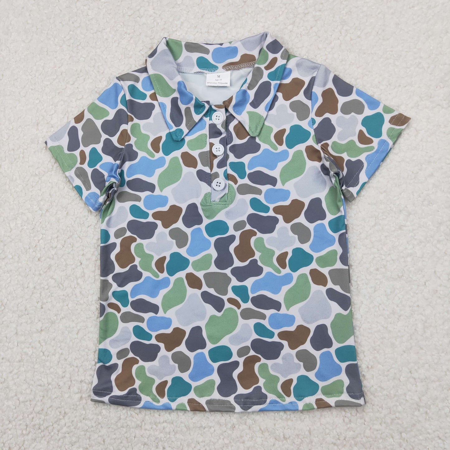 6 Colors Camo Boys Summer Polo Tee Shirts Top Brothers Wear