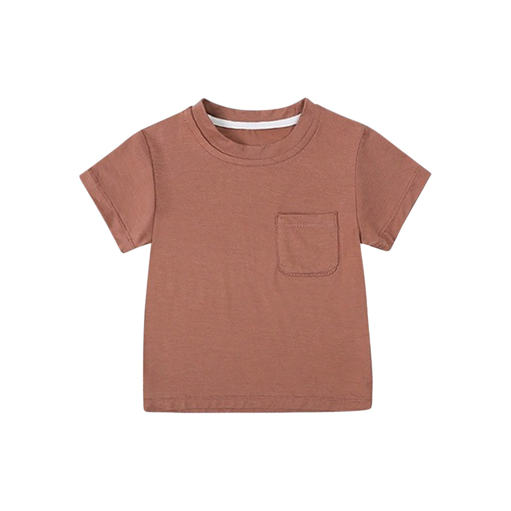 (Pre-order)BT1218 Brown Pocket Boys Summer Tee Shirts Top