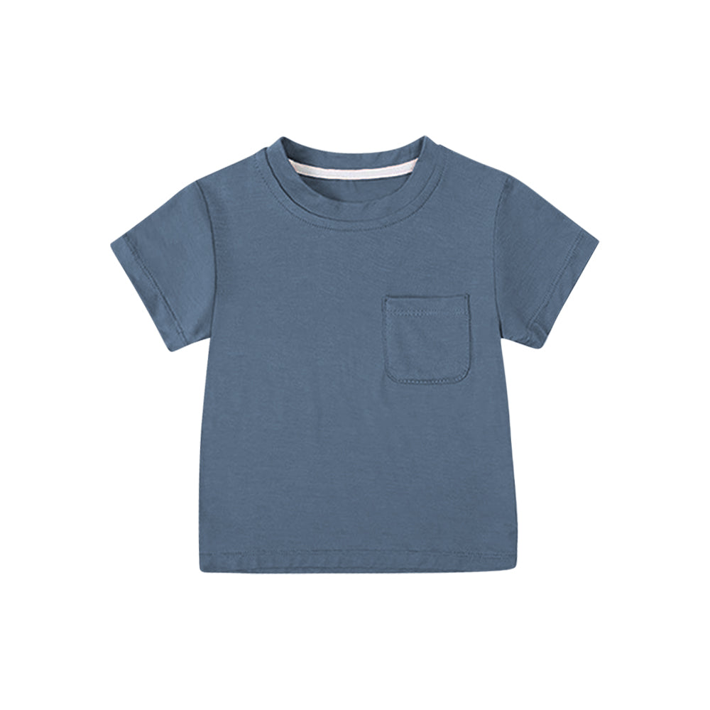 (Pre-order)BT1219 Dark Blue Pocket Boys Summer Tee Shirts Top