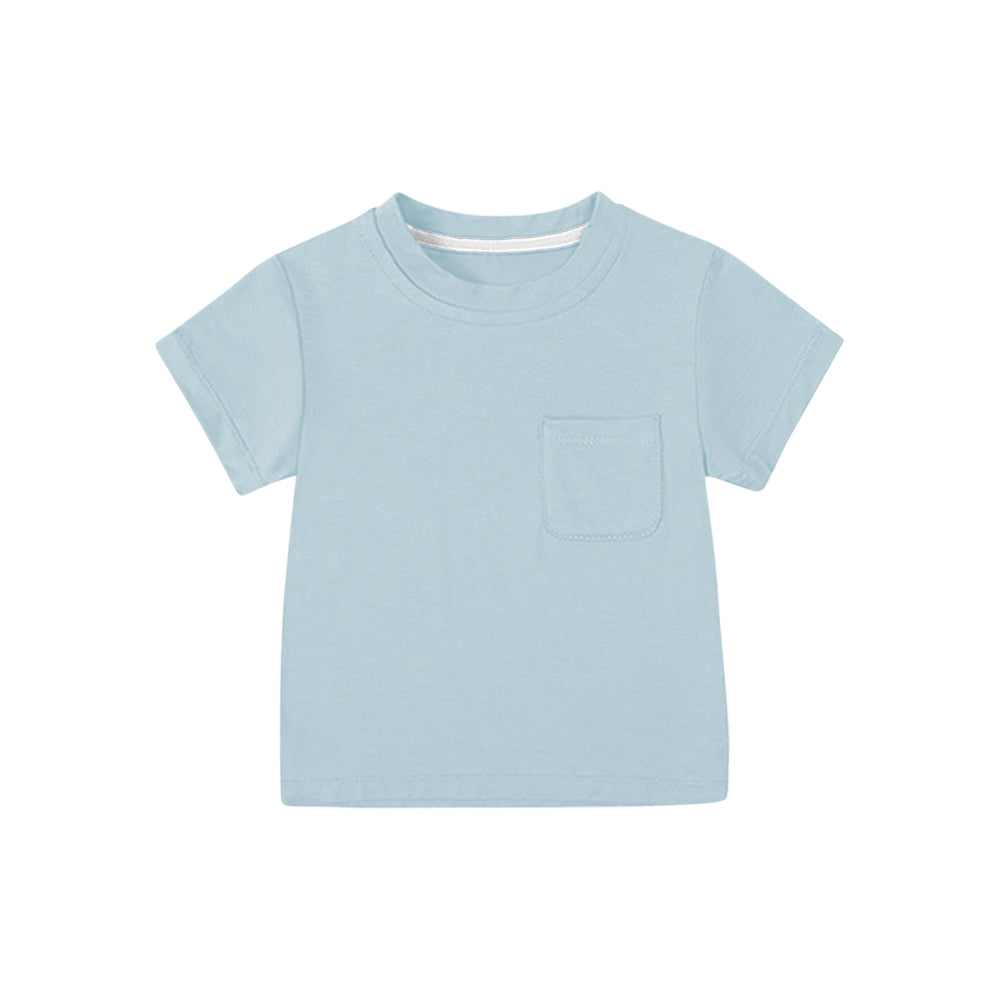 (Pre-order)BT1220 Light Blue Pocket Boys Summer Tee Shirts Top