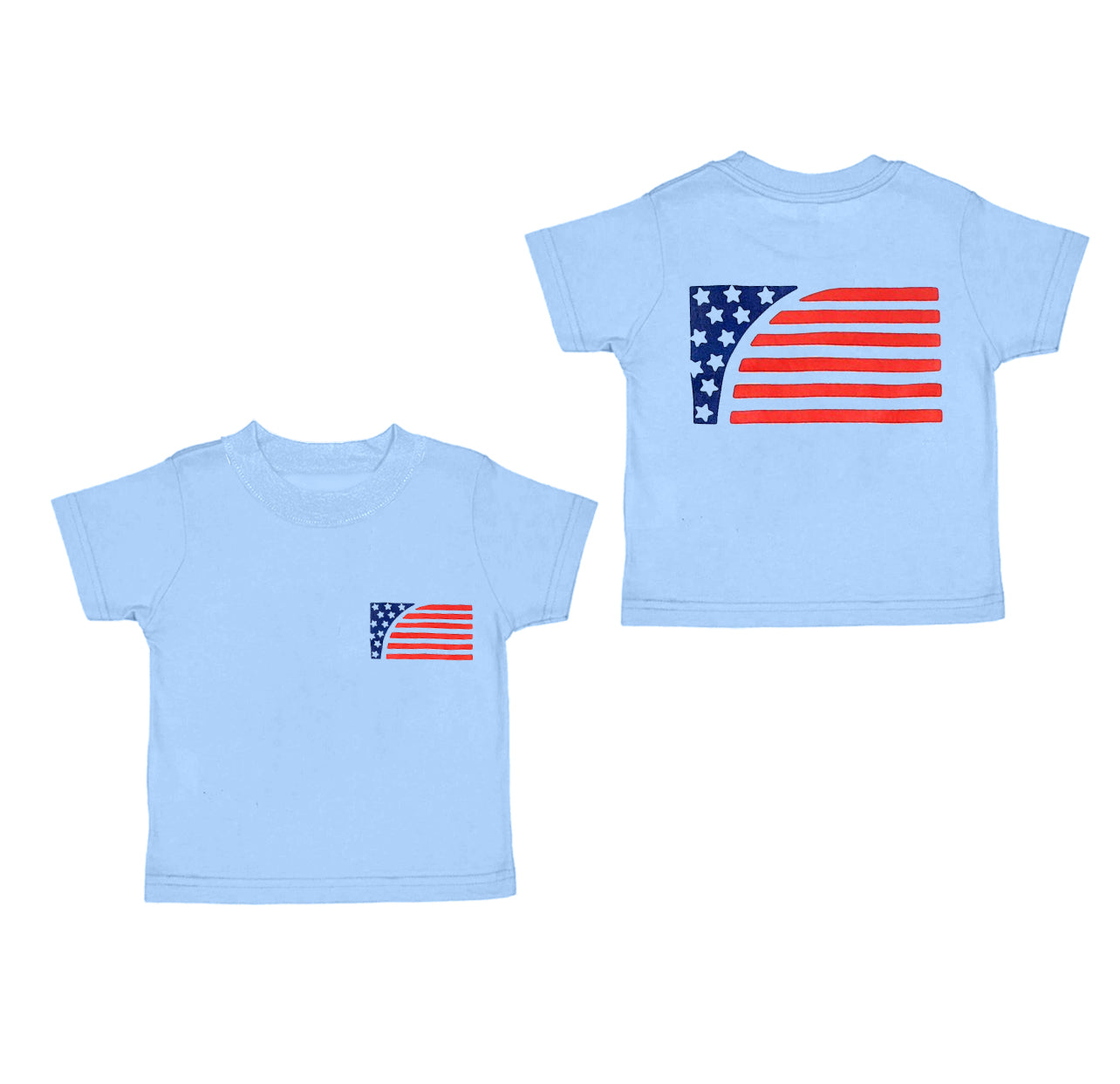 (Pre-order)BT1233 Flag Blue Print Kids 4th of July Tee Shirts Top