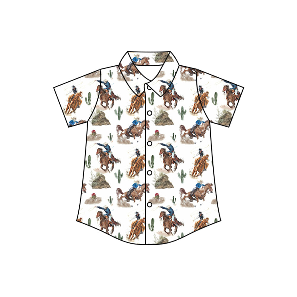 (Pre-order)BT1235 Cowboy Western Print Boys Summer Tee Shirts Top