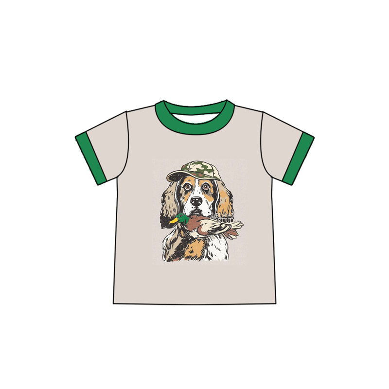 (Pre-order)BT1236 Dog Duck Hunting Print Boys Summer Tee Shirts Top