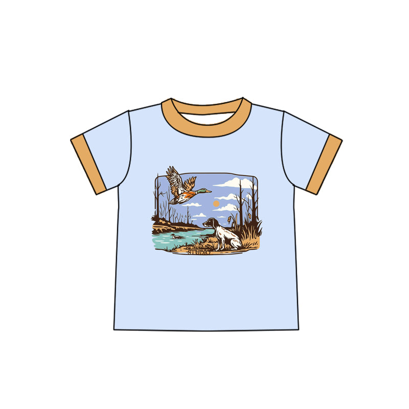 (Pre-order)BT1238 Duck Dog Print Boys Summer Tee Shirts Top