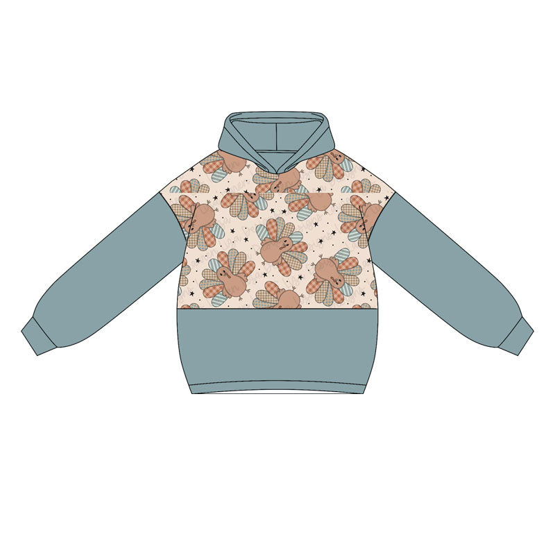 (Pre-order)BT1246 Turkey Print Boys Thanksgiving Hoodie Top