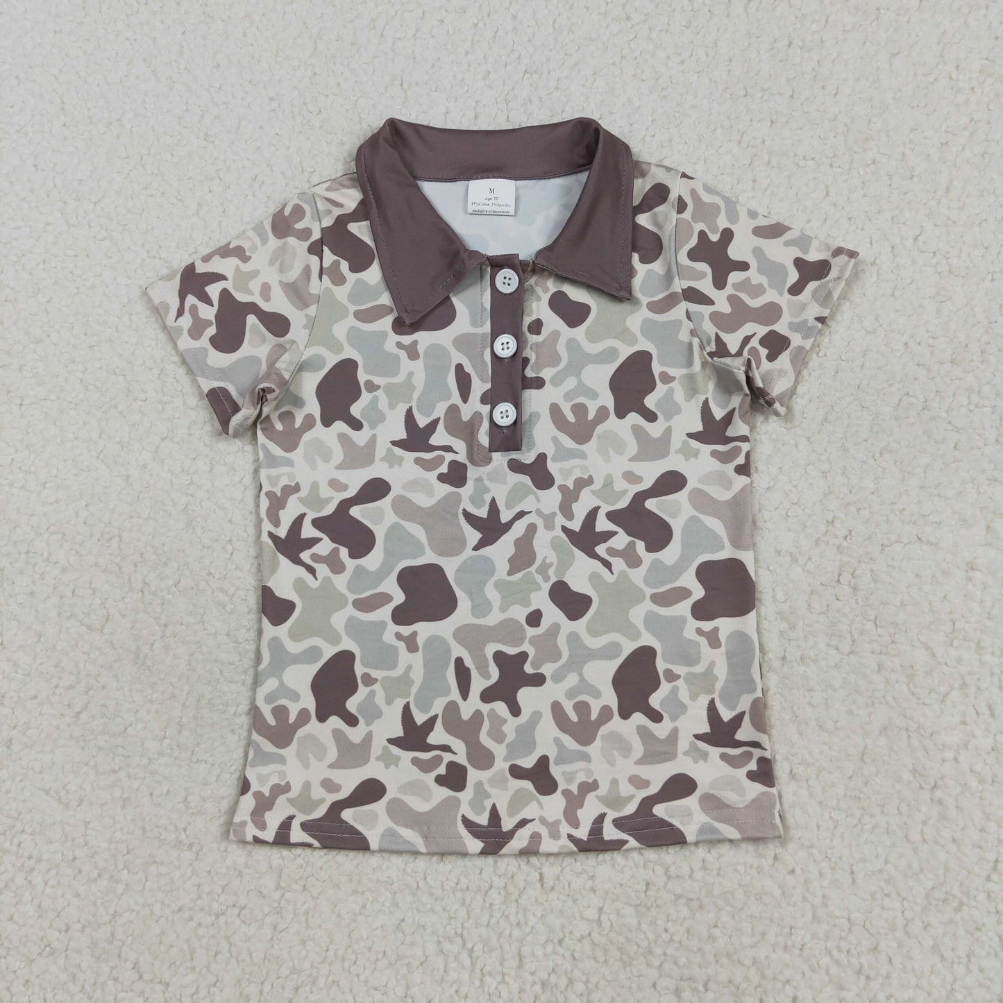 Brown Camo Print Boys Hunting Summer Matching Clothes