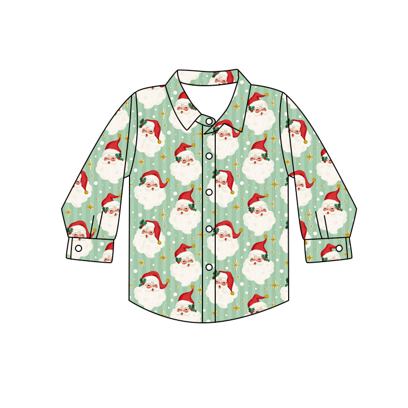 (Pre-order)BT1263 Santa Print Boys Christmas Tee Shirts Top