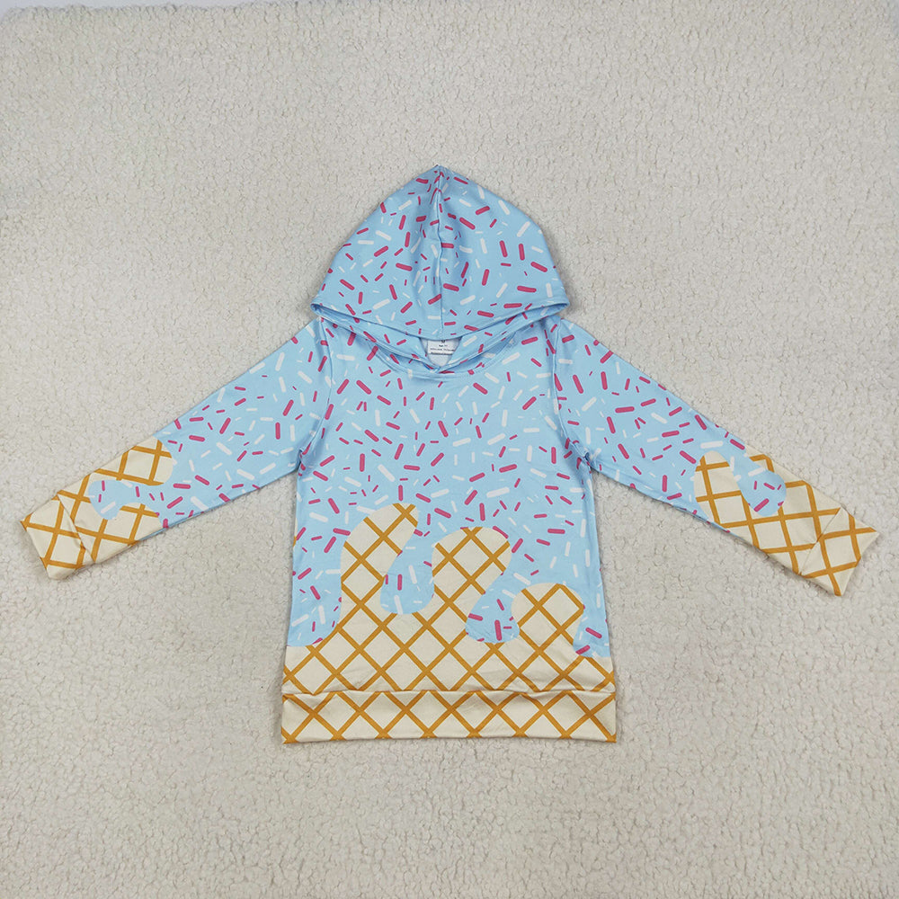 (Custom Design Preorder MOQ 5) Light Blue Sprinkles Print Adult Hoodie Tee Shirts Top
