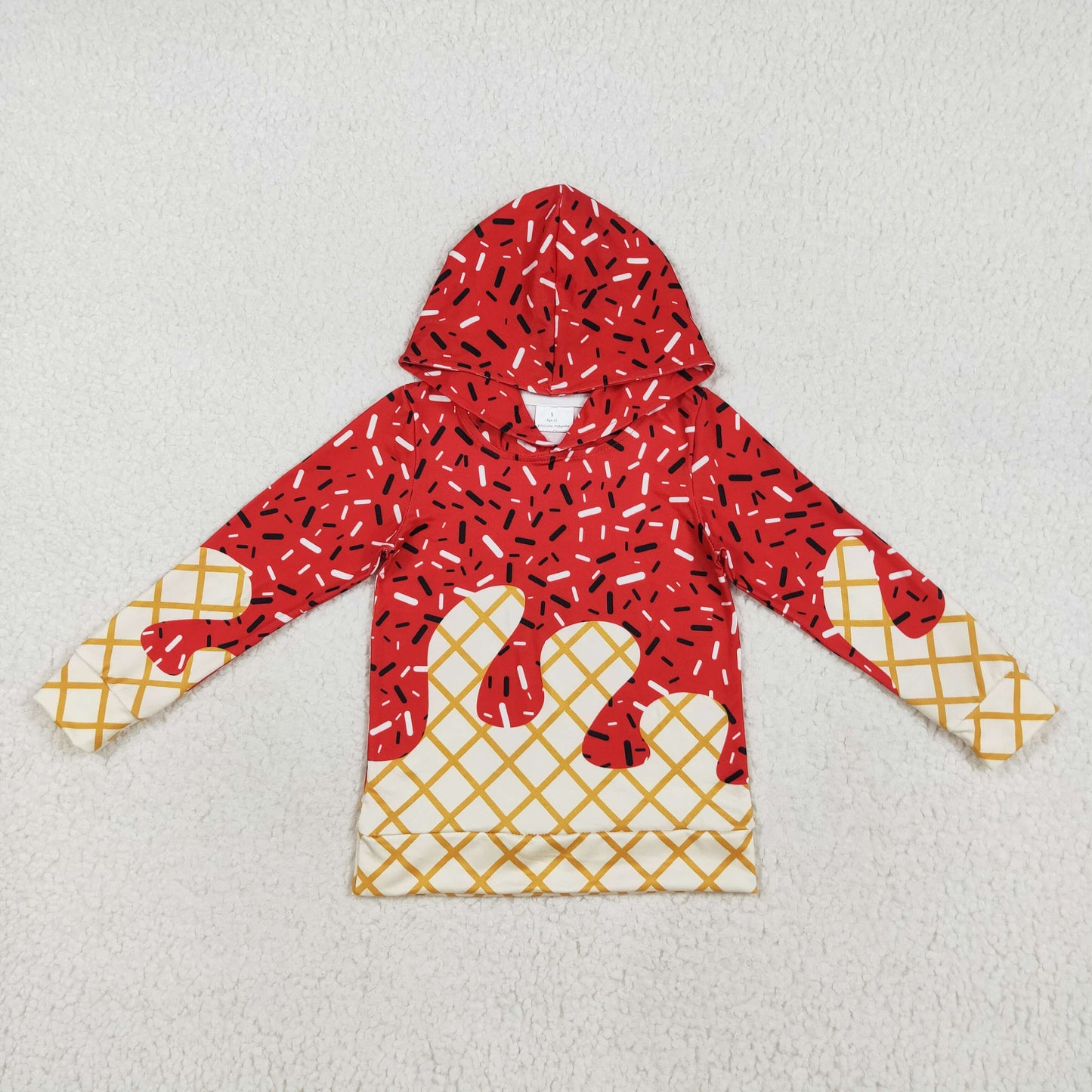 BT1272 Red Sprinkles Kids Long Sleeve Hoodie Top