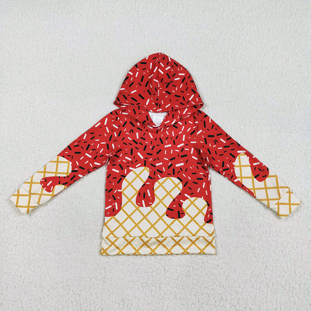 (Custom Design Preorder MOQ 5) Red Sprinkles Print Adult Hoodie Tee Shirts Top