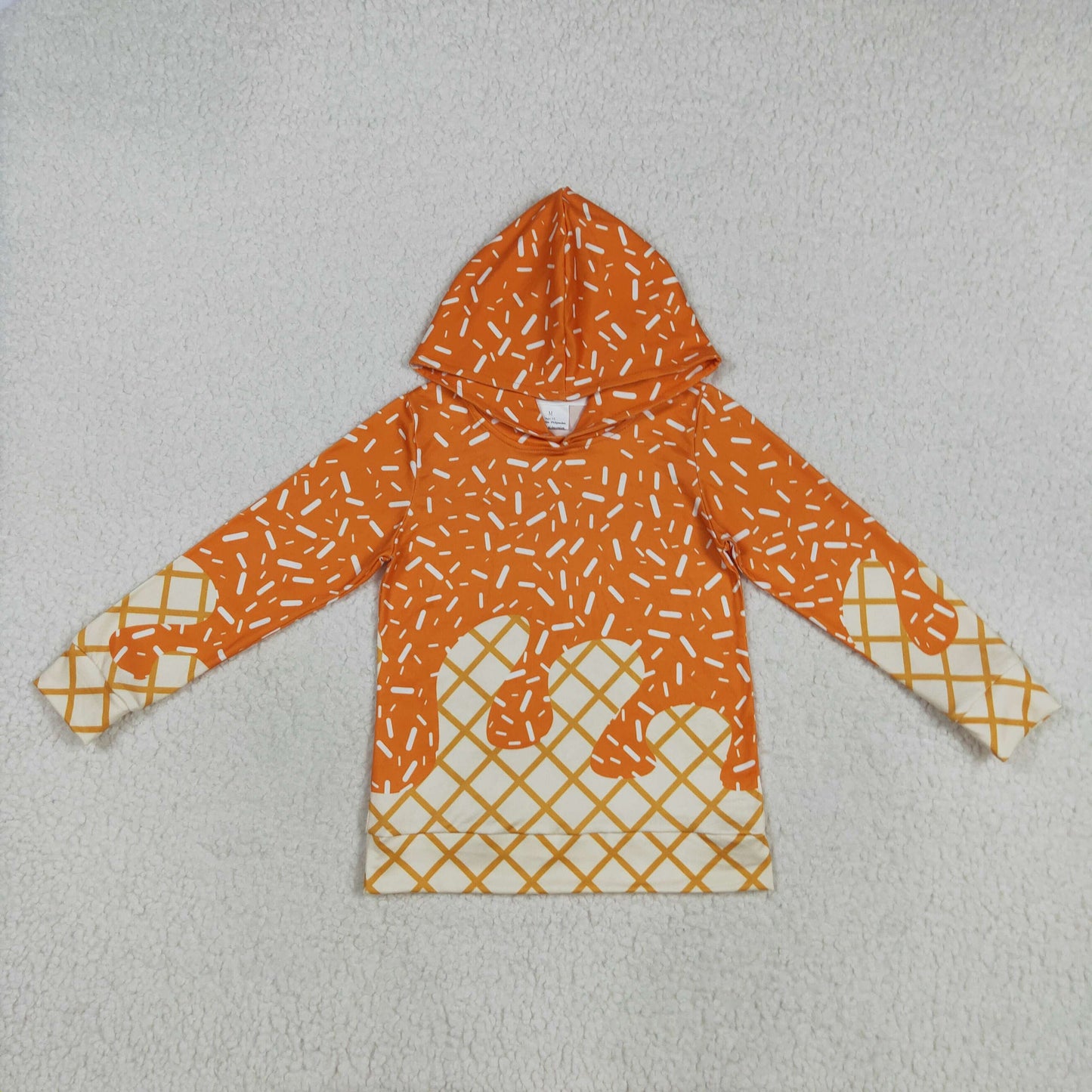 BT1274+GLK0109 Sprinkles Hoodie Top Orange Shorts Skirts Girls Yoga Outfits
