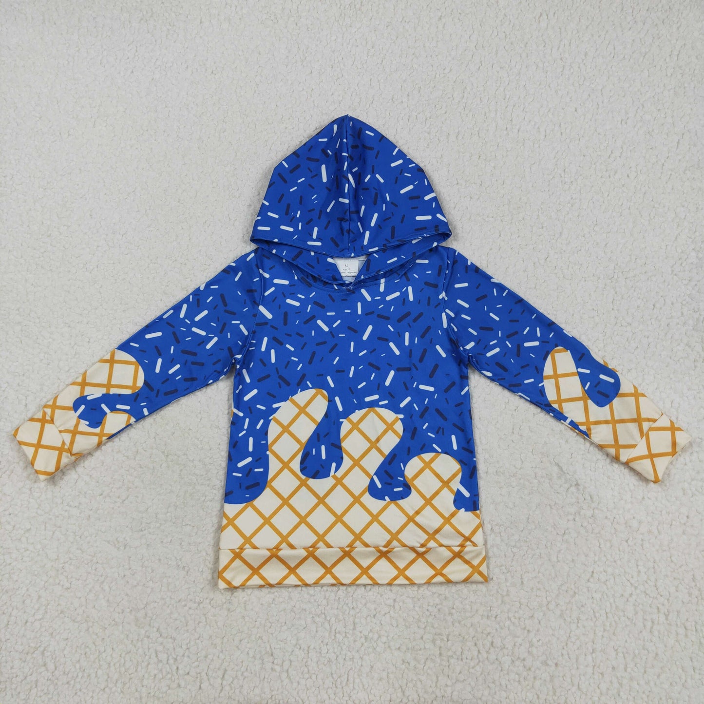 BT1275 Blue Sprinkles Girls Long Sleeve Hoodie Top