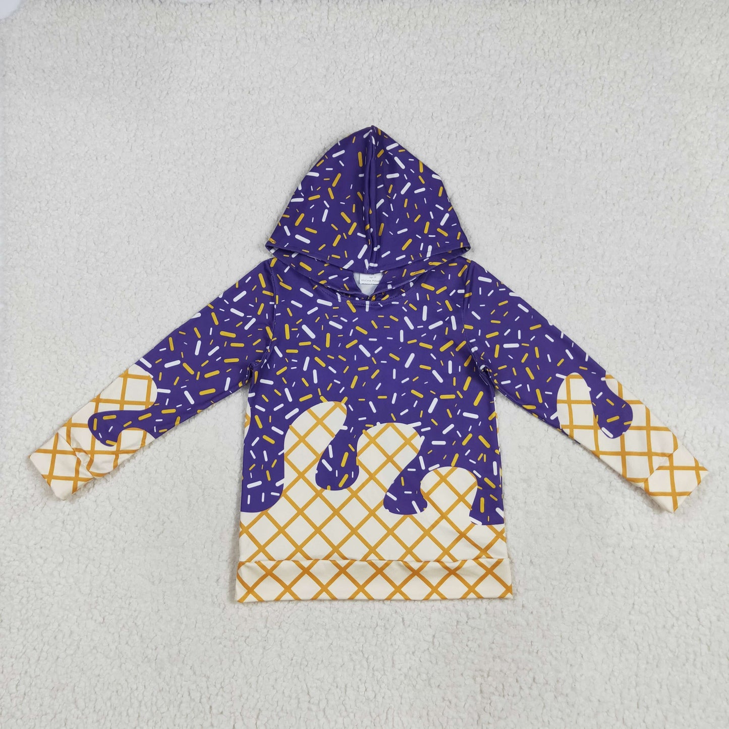 BT1276 Purple Sprinkles Girls Long Sleeve Hoodie Top