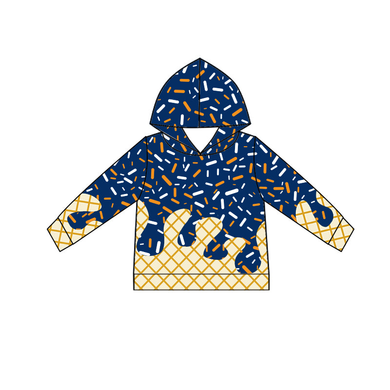 (Pre-order)BT1291 Navy Sprinkles Print Boys Fall Hoodie Top