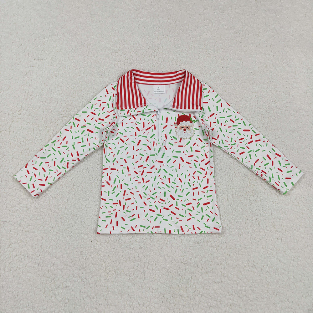 Embroidery Sibling Christmas Matching Zipper Pullover Top