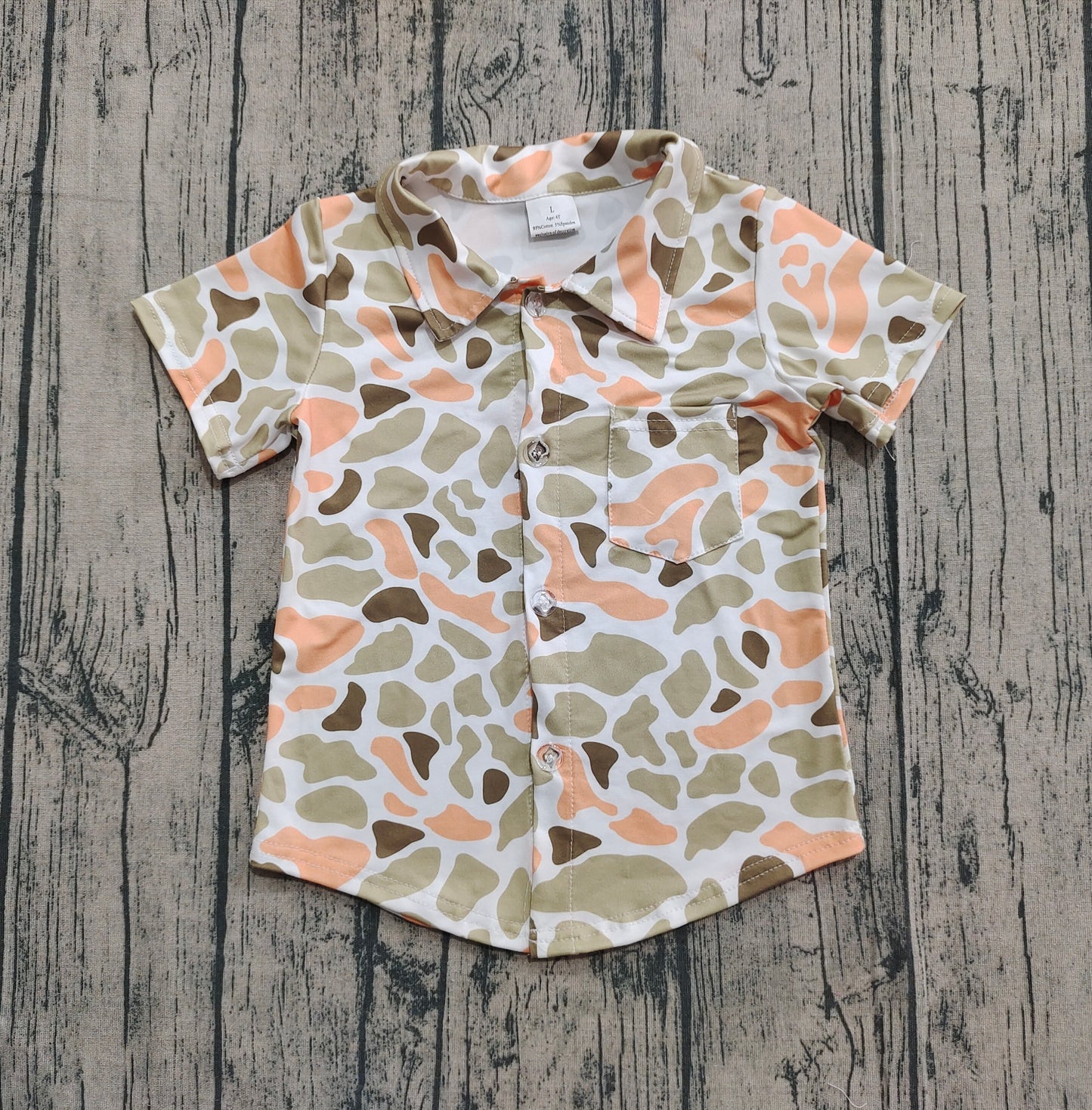 (Pre-order)BT1312 Camo Print Pocket Boys Tee Shirts Top