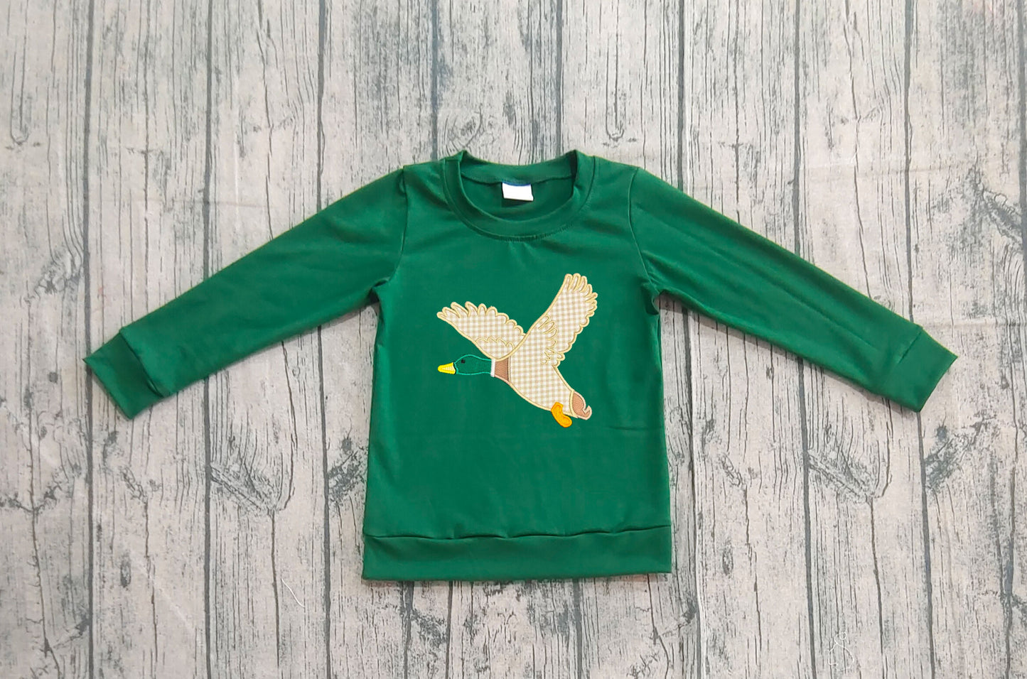 (Pre-order)BT1334 Duck Green Print Boys Long Sleeve Hunting Top