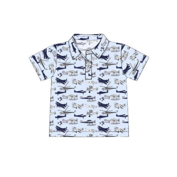 (Pre-order)BT1363 Plane Print Boys Summer Polo Top