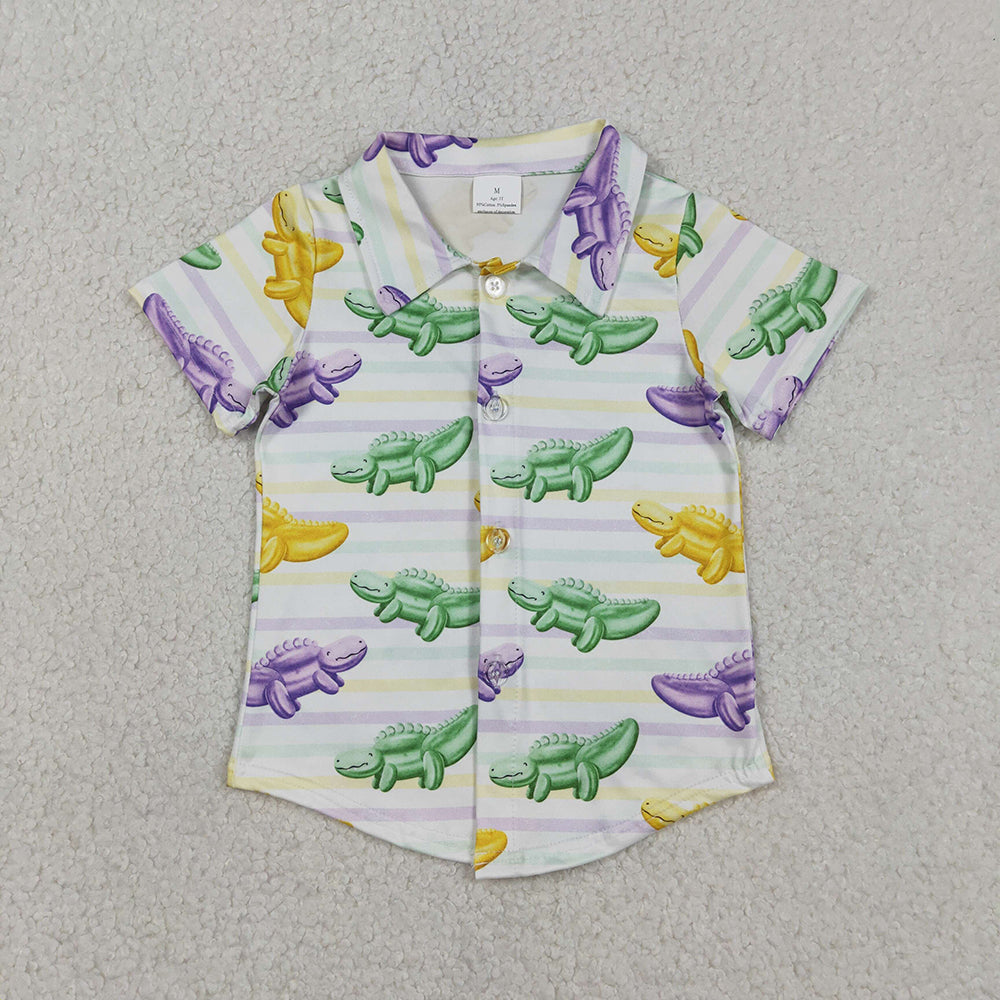 BT1393 Crocodile Print Boys Mardi Gras Tee Shirts Top