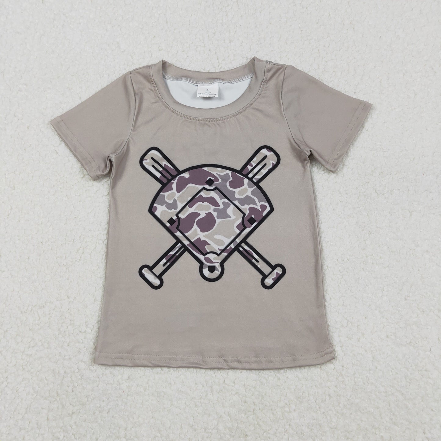 BT1417 Baseball Camo Print Boys Summer Tee Shirts Top