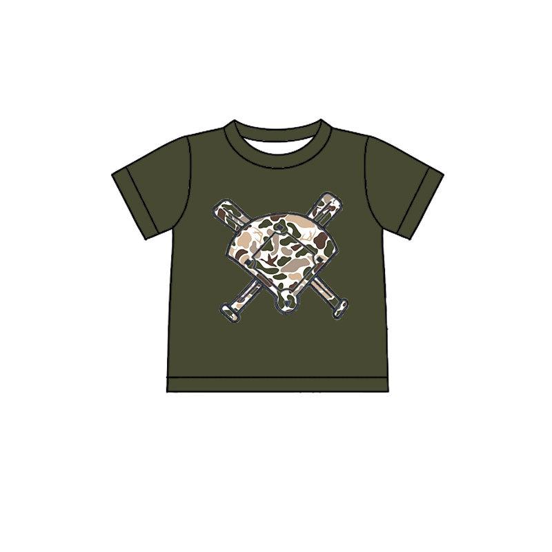 (Pre-order)BT1424 Baseball Duck Camo Print Boys Summer Tee Shirts Top