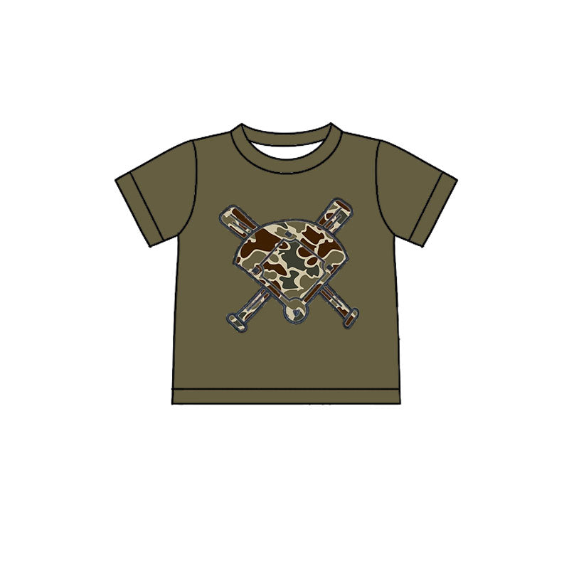 (Pre-order)BT1425 Baseball Dark Camo Print Boys Summer Tee Shirts Top