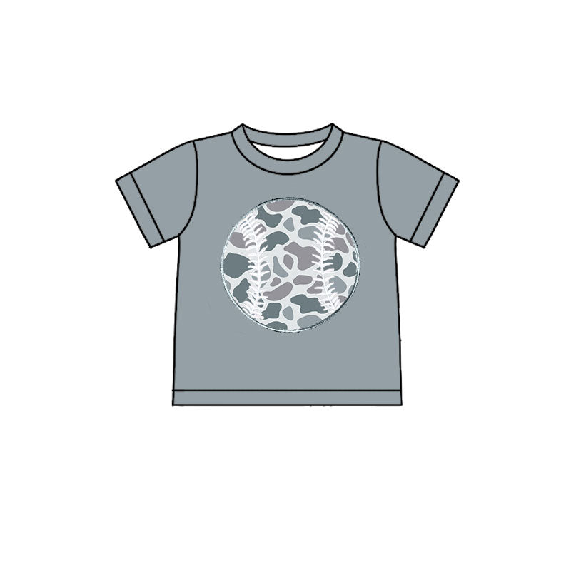 (Pre-order)BT1430 Baseball Grey Camo Print Boys Summer Tee Shirts Top