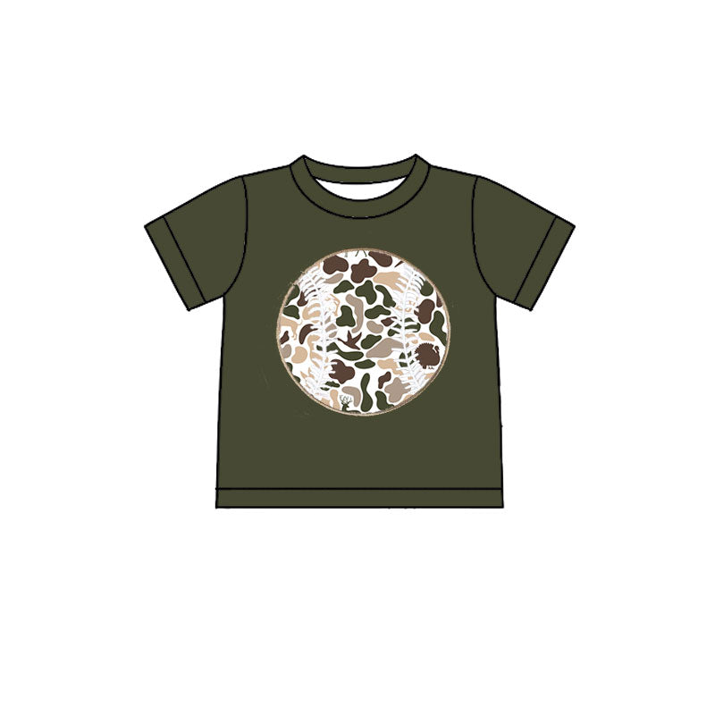 (Pre-order)BT1433 Baseball Duck Dog Camo Print Boys Summer Tee Shirts Top