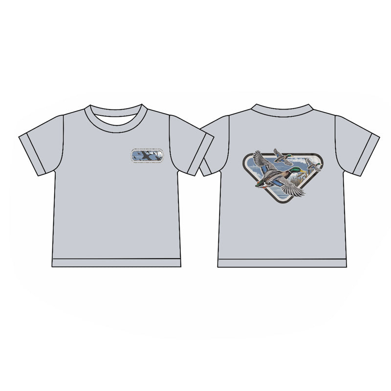 (Pre-order)BT1450 Grey Ducks Print Boys Summer Tee Shirts Top