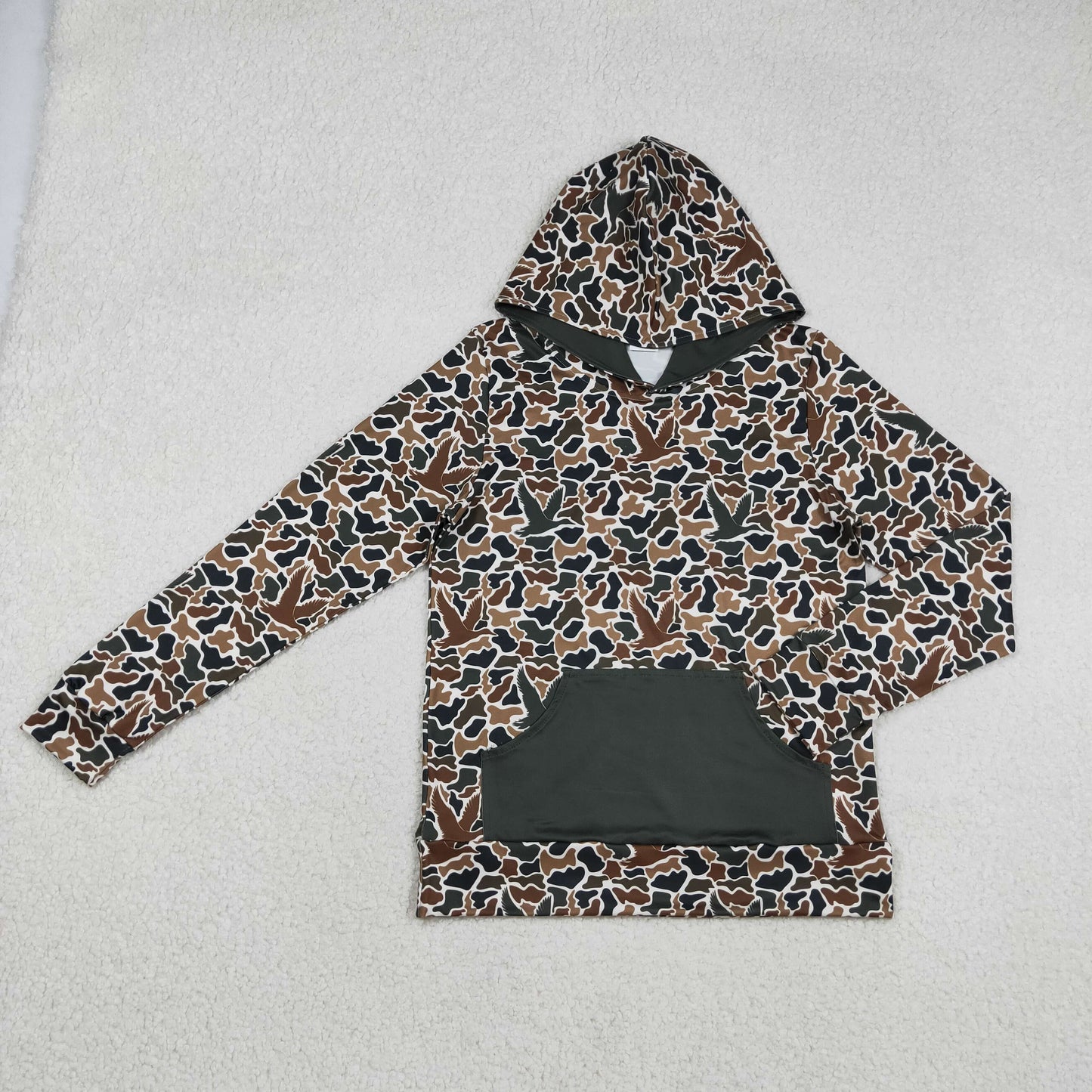 BT1472 Adult Duck Brown Camo Print Man Pockets Hoodie Top