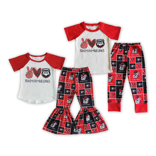 Team's BULLDOGS Print Kids Clothes Set Sibling Wear