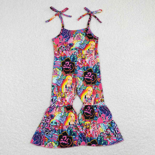 SR0886 Colorful BA Flowers Print Girls Summer Jumpsuit