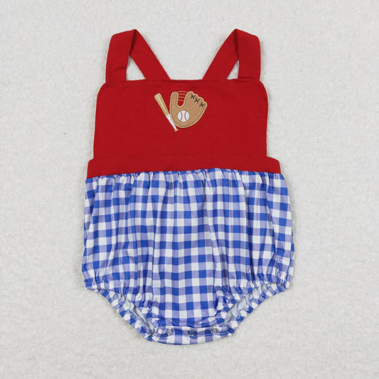 SR0616 Baseball Embroidery Baby Boys Summer Romper